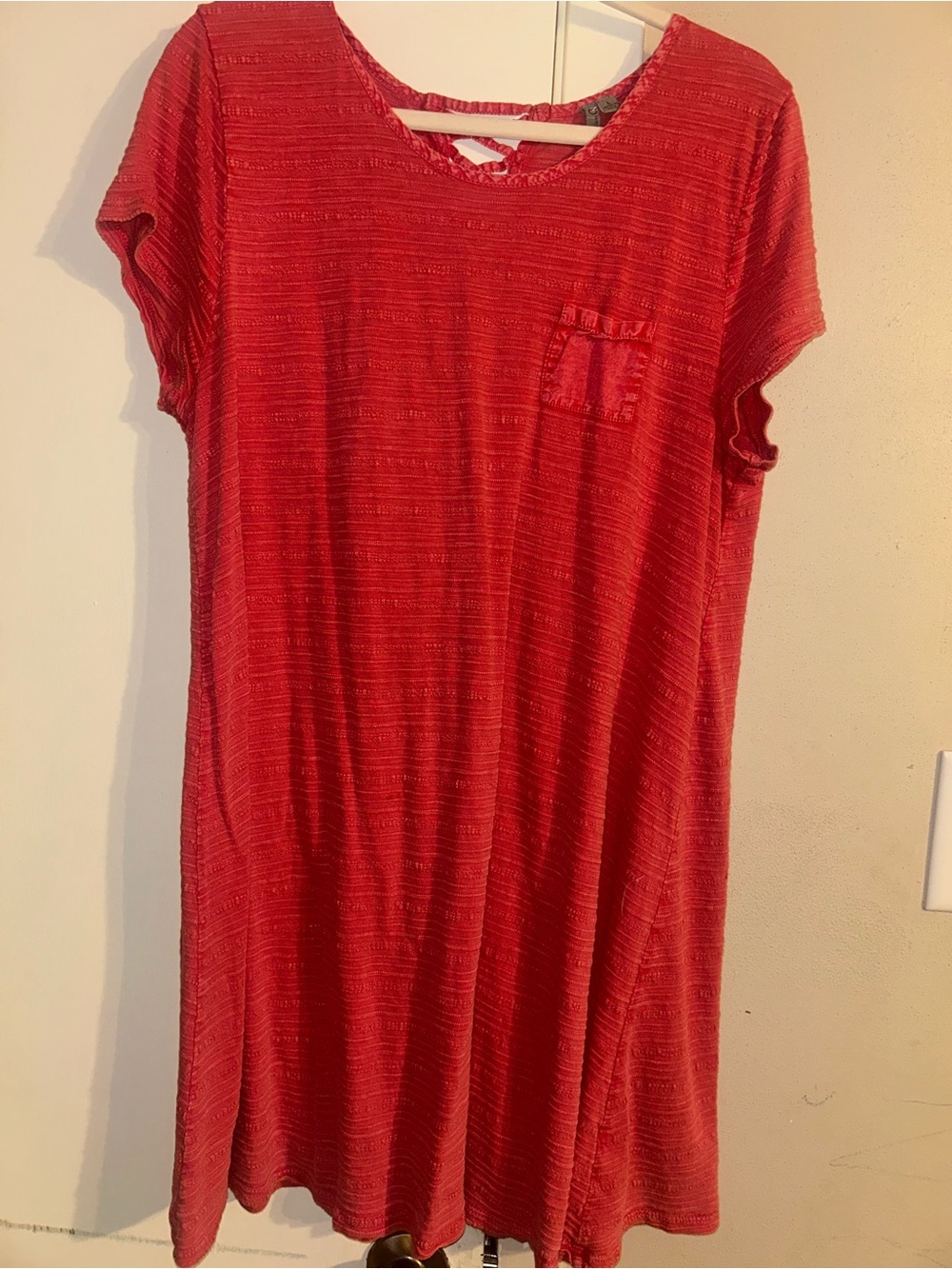 new directions Red Short-Sleeve Tunic Dress with Chest Pocket